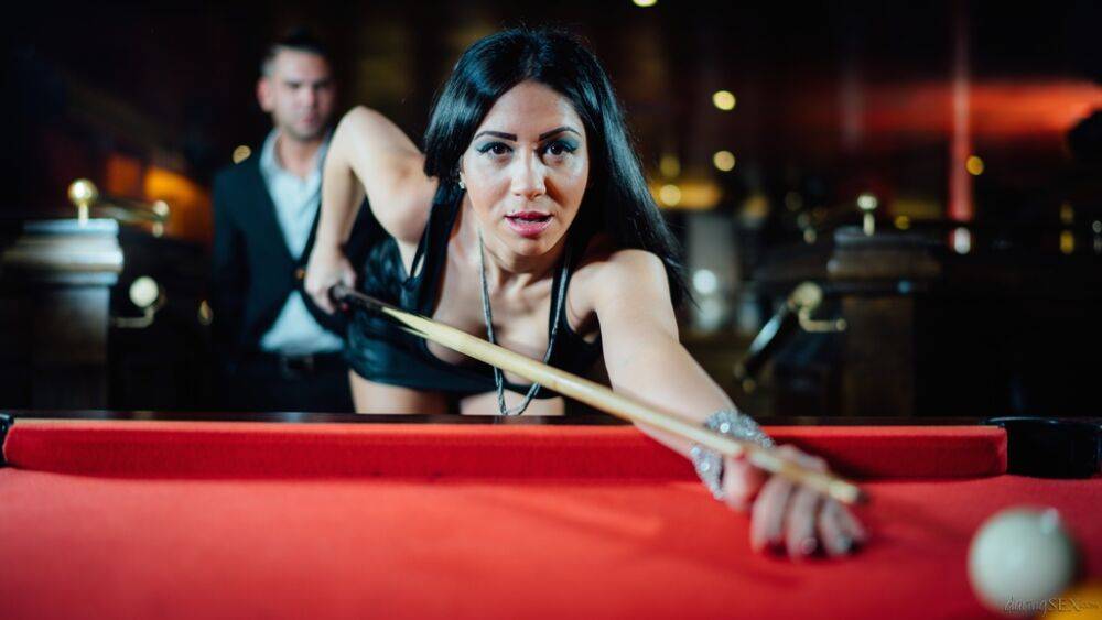 Busty Latina Julia de Lucia loses a games of pool and gives a BJ to the winner - #15