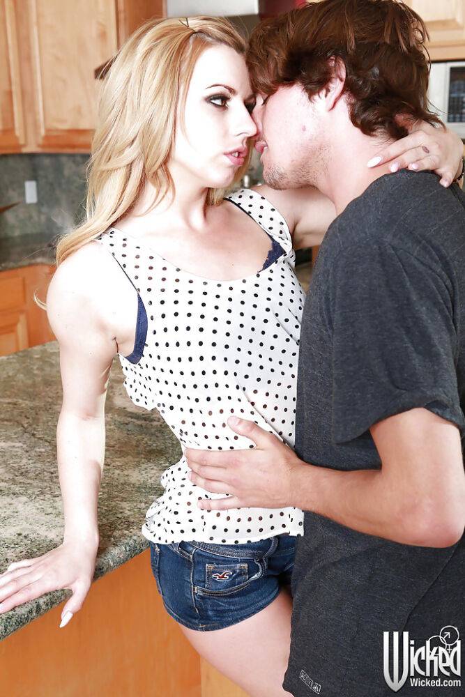 Foxy blonde Lexi Belle gives a blowjob and gets nailed tough in the kitchen - #5
