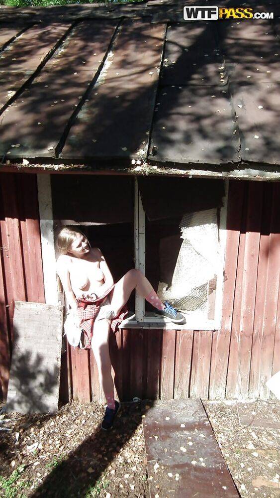 Darling girlfriend with big tits poses naked in a deserted house - #11