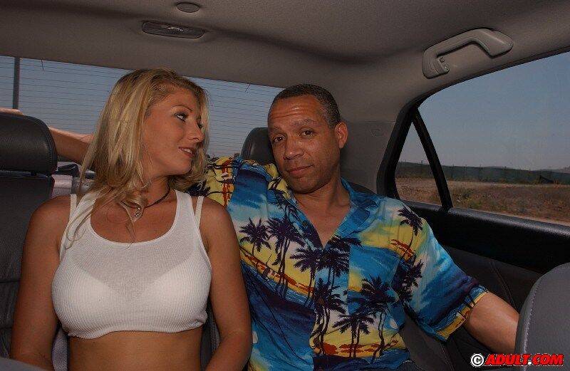 Sassy picked up blonde goes down on a big swollen cock in the car - #11