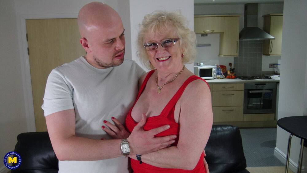 Old blonde lady gets banged by a younger guy with her glasses on - #9