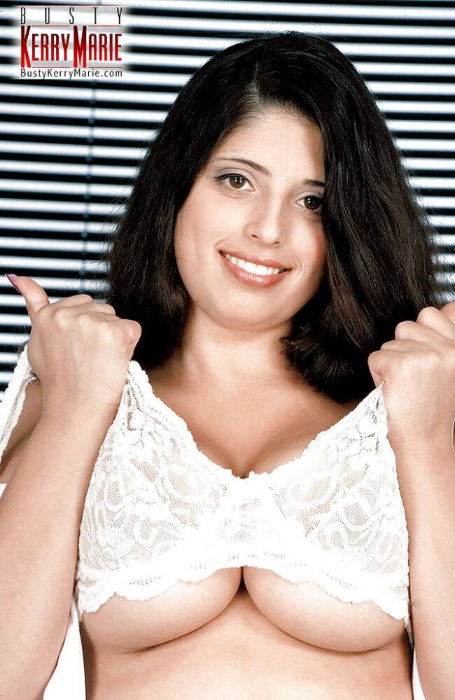 Euro pornstar Kerry Marie revealing huge hanging boobs in black stockings - #5