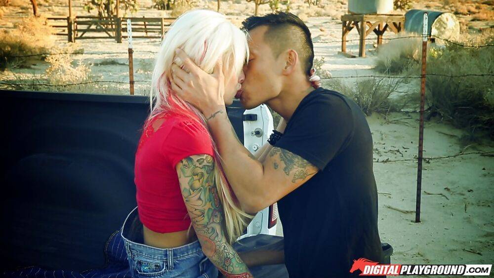 Tattooed blonde Rikki Six is banging in her ass with hardcore Asian - #3