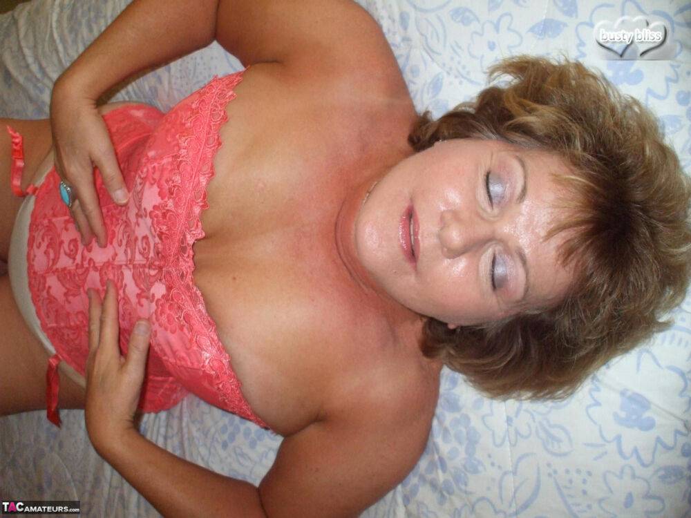 Older lady Busty Bliss looses her boobs from a corset before cock play - #12