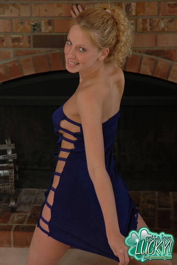 Cute teen girl Gotta Love Lucky models non nude in a blue dress - #5