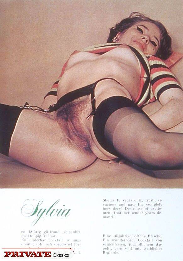 Sexy vintage porn models showing hot hairy pussy wearing stockings - #9