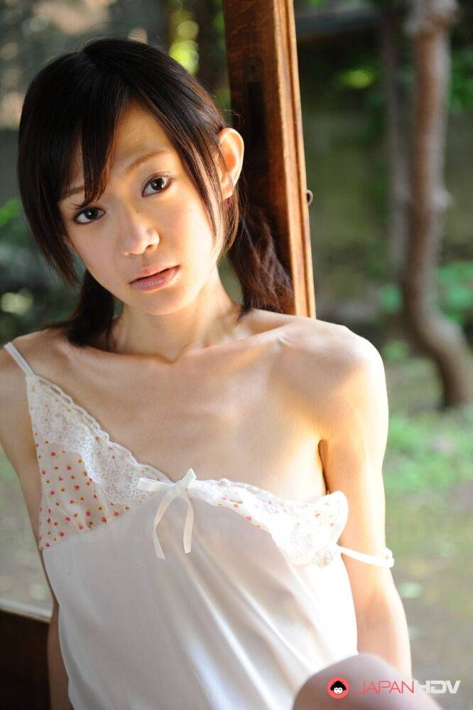 Tiny Japanese girl Aoba Itou models non nude in satin lingerie - #15