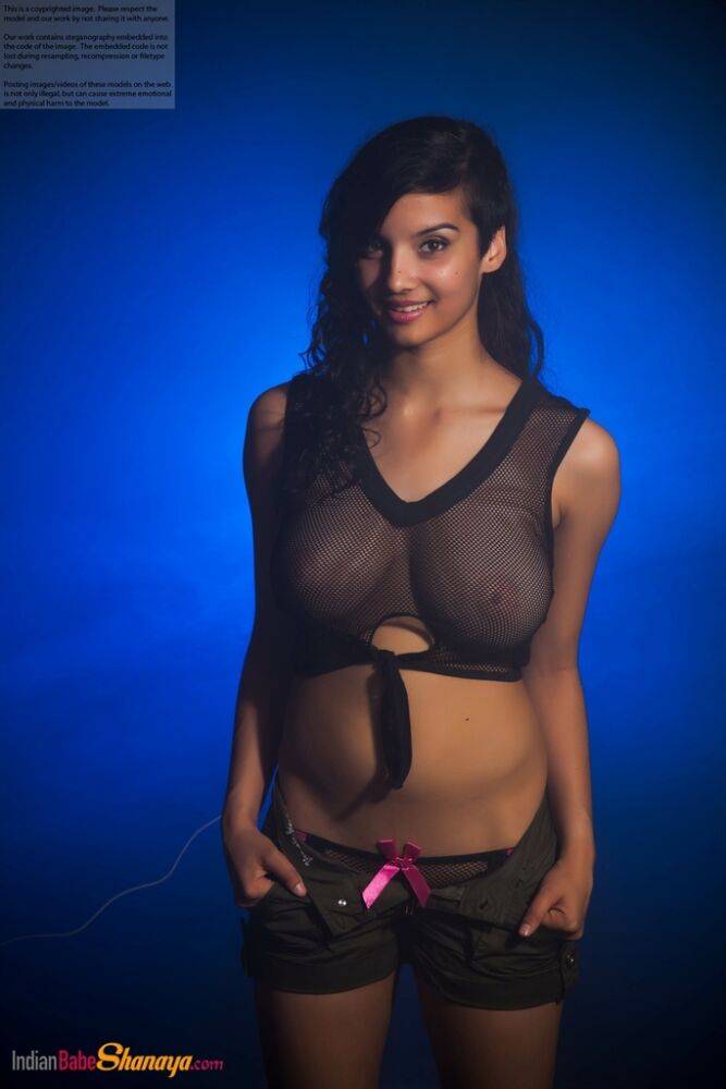 Indian female models non nude in a see thru top and shorts - #2