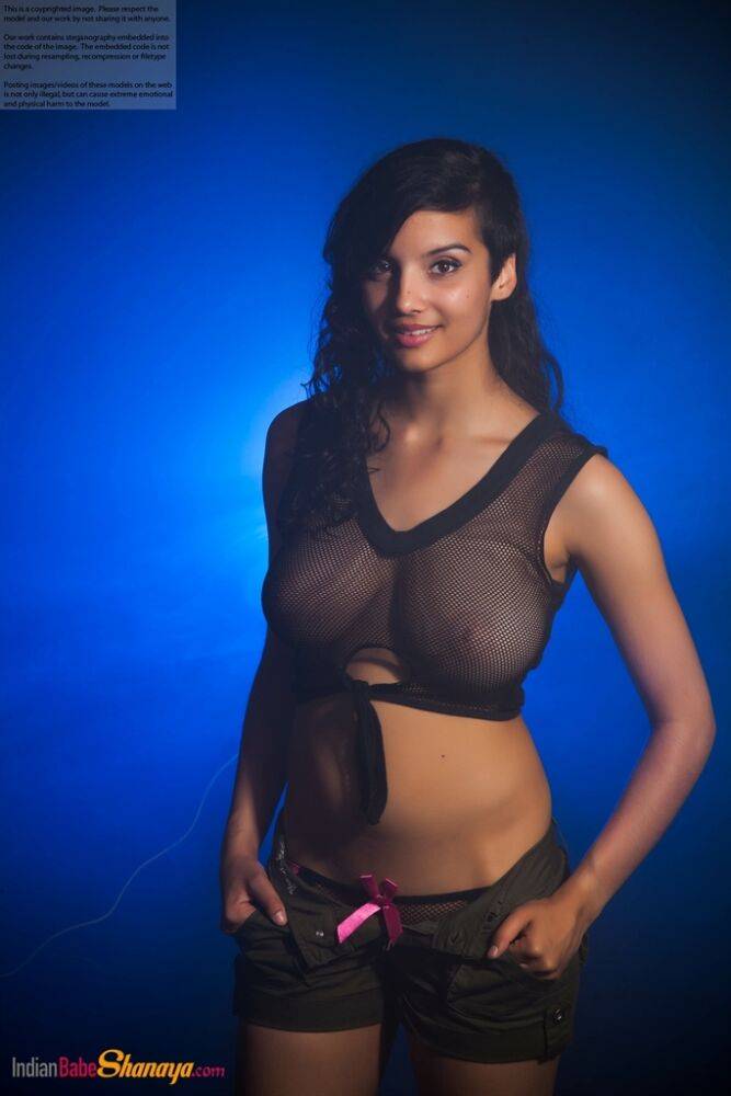 Indian female models non nude in a see thru top and shorts - #1