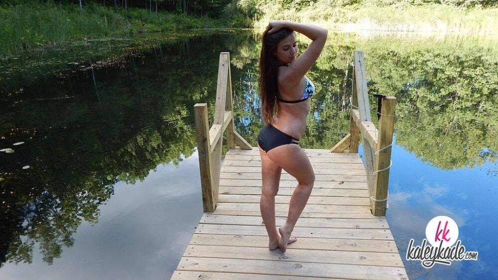 Amateur model Kali Rose models non nude in bikini by a lake - #12