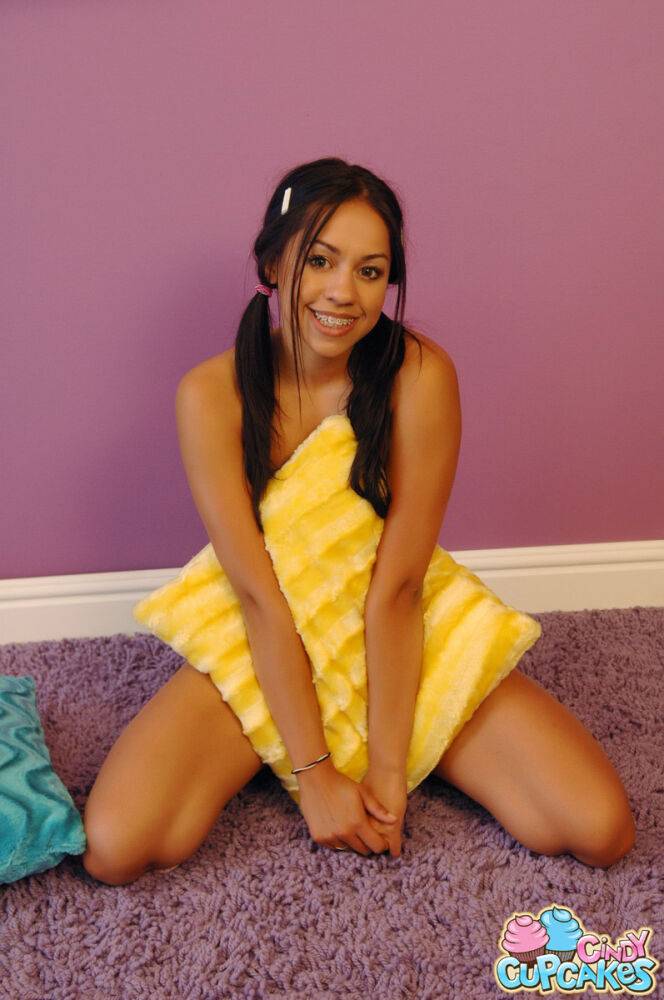 Cute Latina teen Cindy Cupcakes models a bikini in sport socks - #10