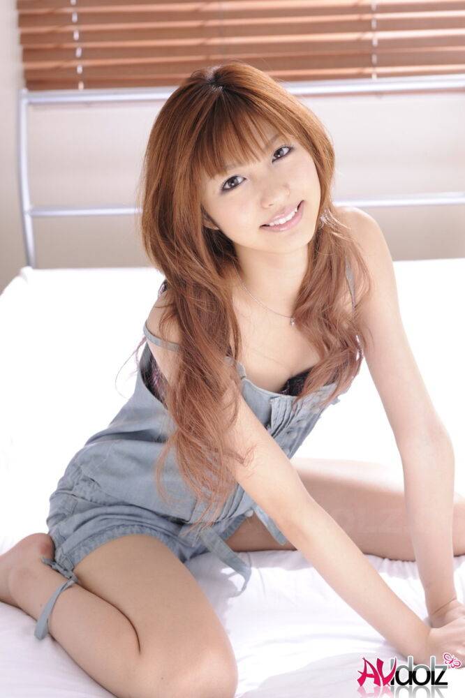 Beautiful Japanese teen Kotone Aisaki models non nude upon her bed - #15