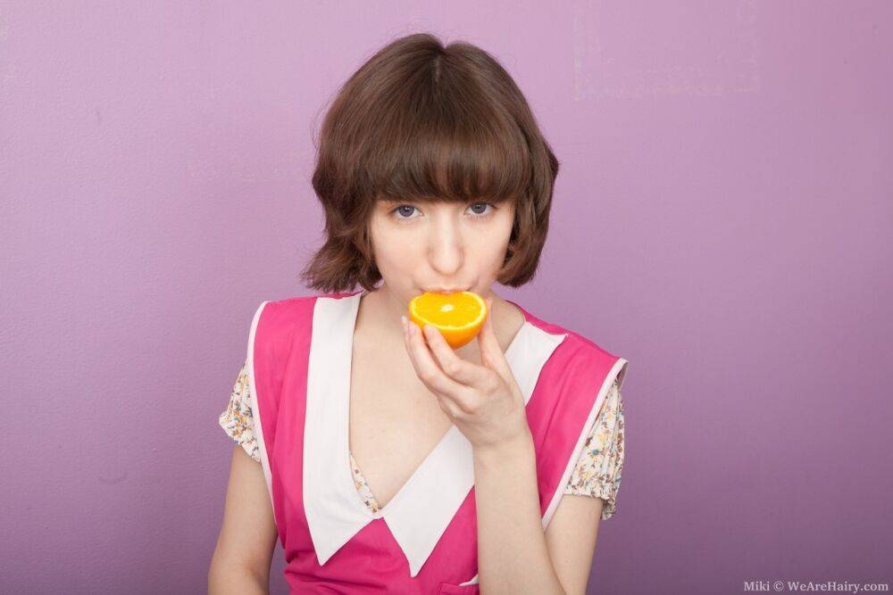 Tiny teen home alone climbs on the kitchen counter to show her hairy snatch - #2