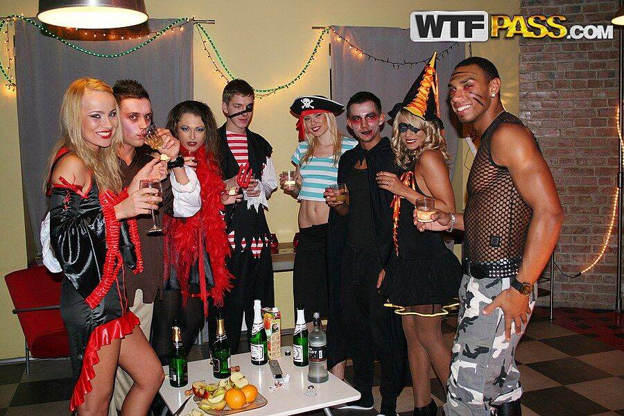 College students get drunk at a Halloween party prior to group sex - #4