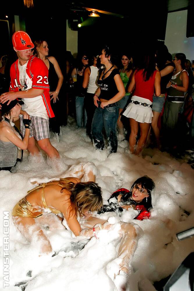 Slutty babes are into wild orgy at the hardcore foam sex party - #9