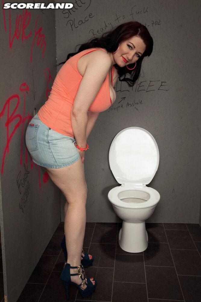 Big boobed female Vanessa Y gives head at bathroom gloryhole - #3