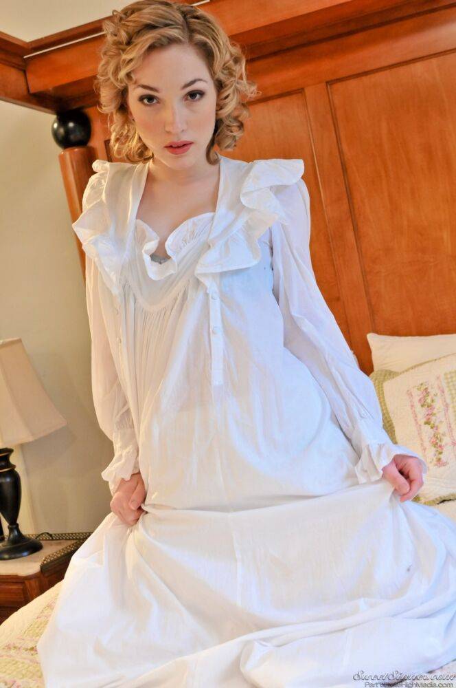 Erotic teen Lily LaBeau doffs white dress to tease seductively in hot lingerie - #10