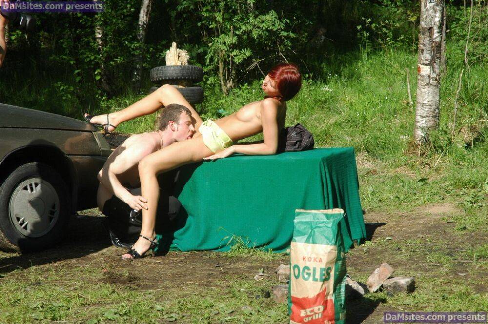 Young redhead Diana loses her virginity during a daytime camping trip - #13