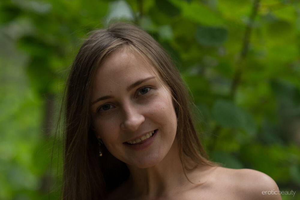 Nice teen Alexandra F gets completely naked while in a forest - #15