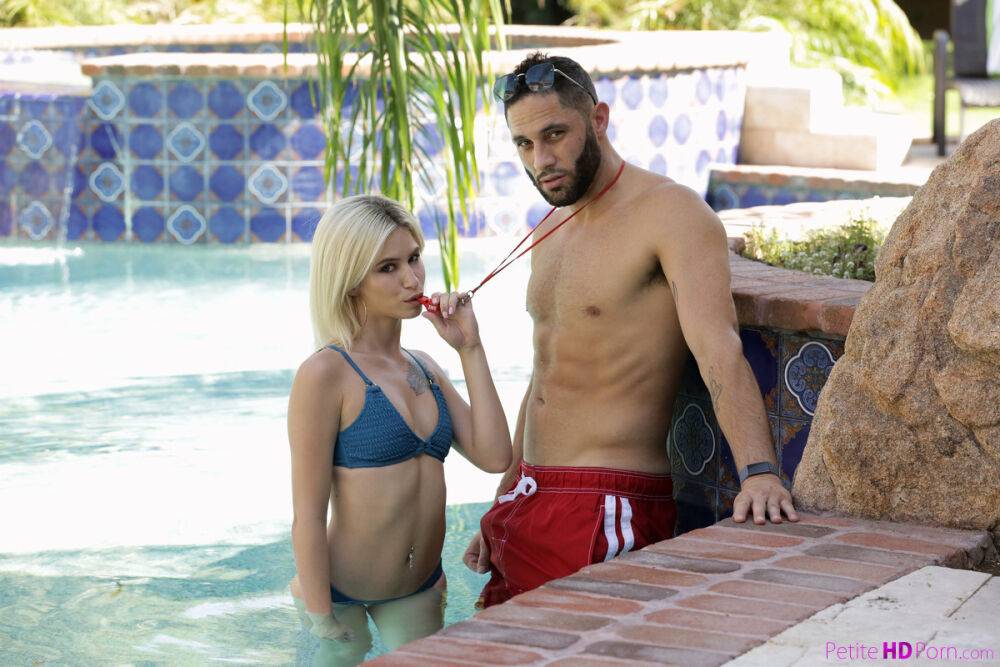 Blonde teen Kiara Cole seduces her man friend while wearing a bikini - #13