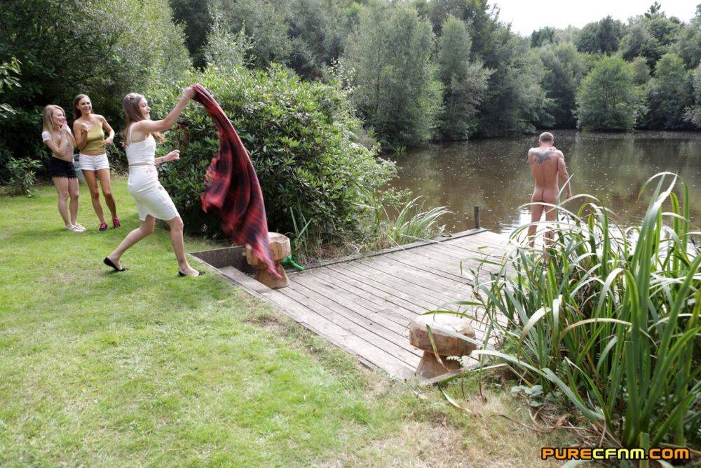 Three hotties please a horny voyeur by the side of a private lake - #14