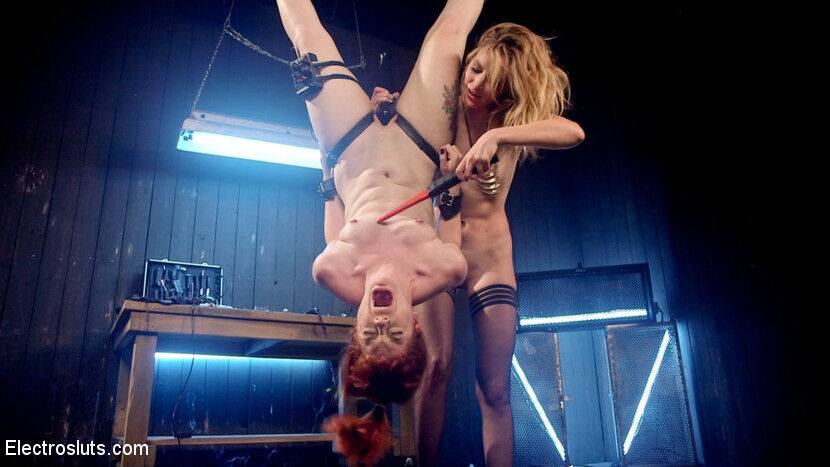 Mona Wales tops hot redhead with electro predicament bondage, face sitting - #13