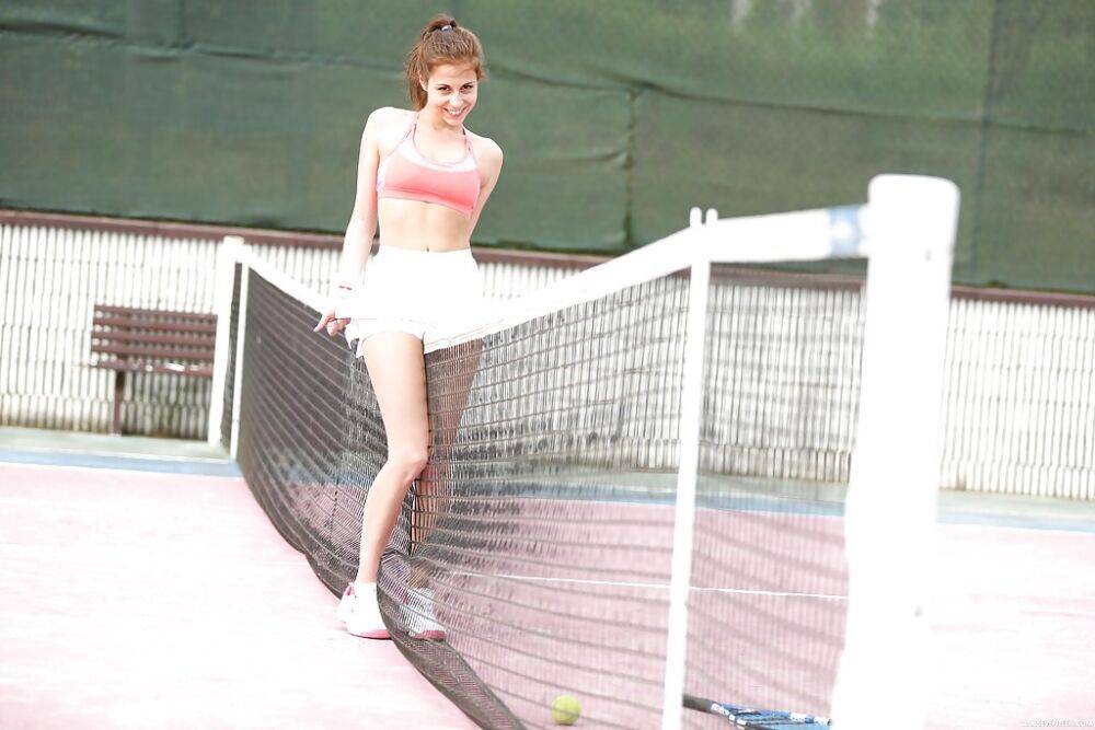 Latina cutie Antonia Sainz strips naked while playing tennis - #11