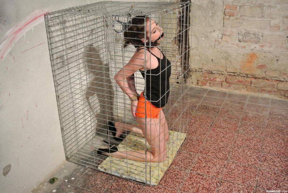 Submissive female Antonia Sainz finds herself being masturbated inside a cage - #9