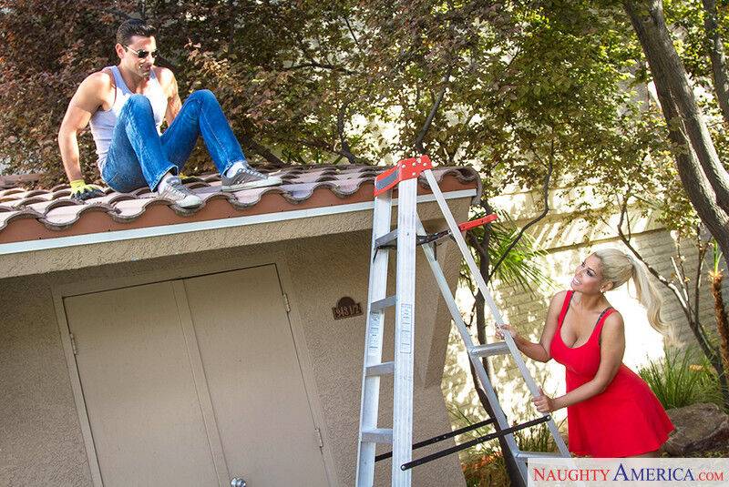 Bridgette asked Ryan to come over and help her with the roof of her shed - #5