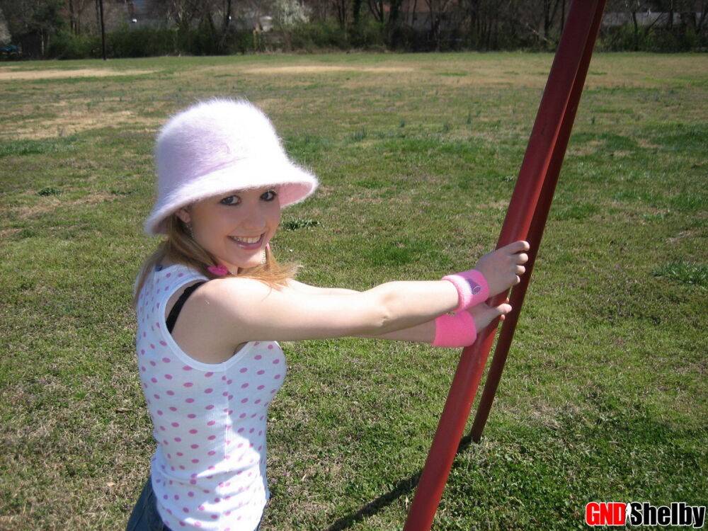 Teen slut Shelby teases with her perky perfect tits at the playground - #3