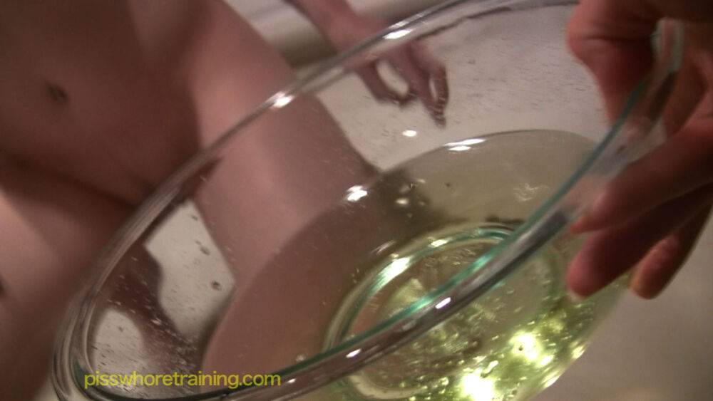 Piss Whore Training Young slut pissing on the bowl - #9