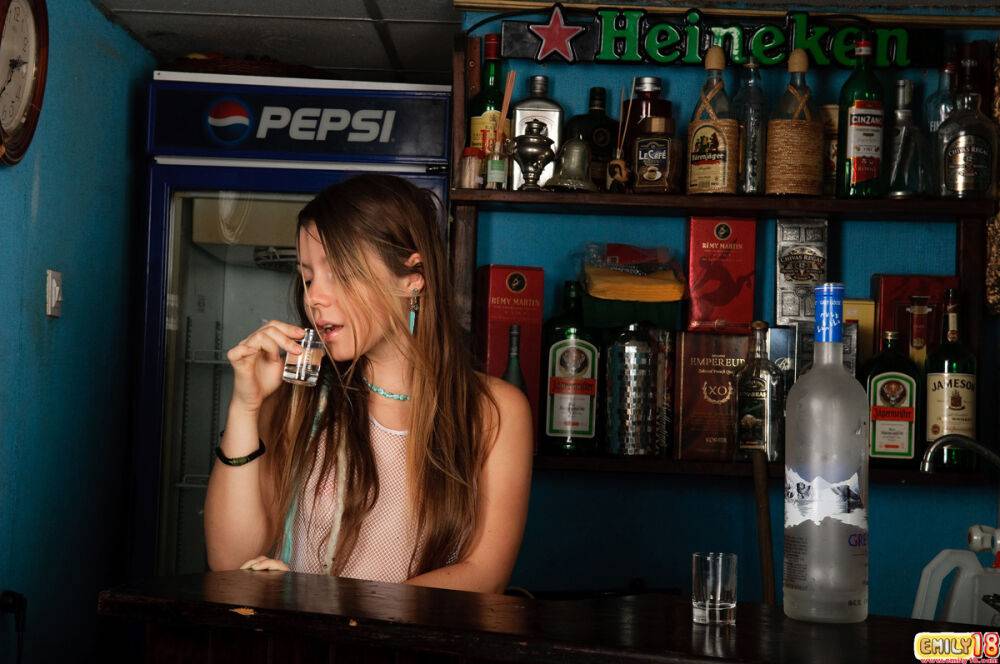 Barely legal girl gets totally naked after drinking alcohol in a bar - #15