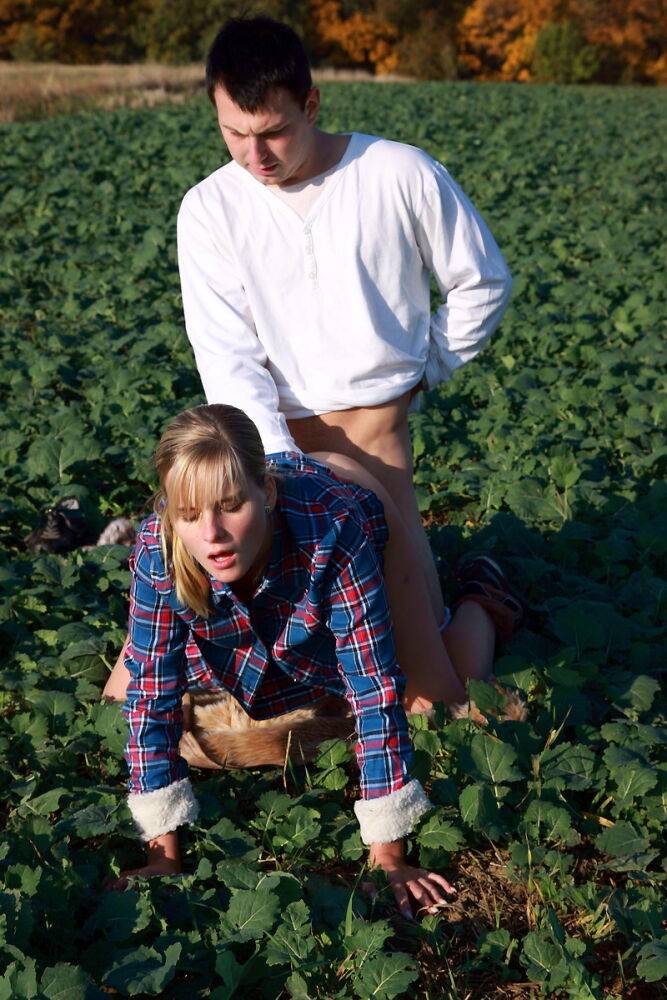 Blonde girl and her boyfriend have sex in a crop field away from prying eyes - #15