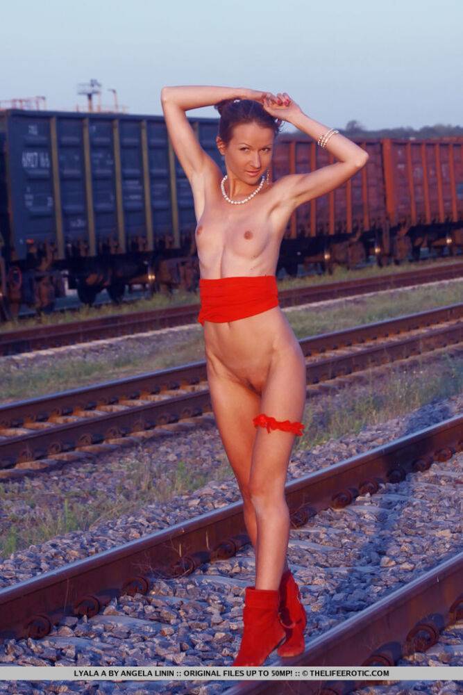 Lyala A flaunts her lean petite body on the rail track - #6