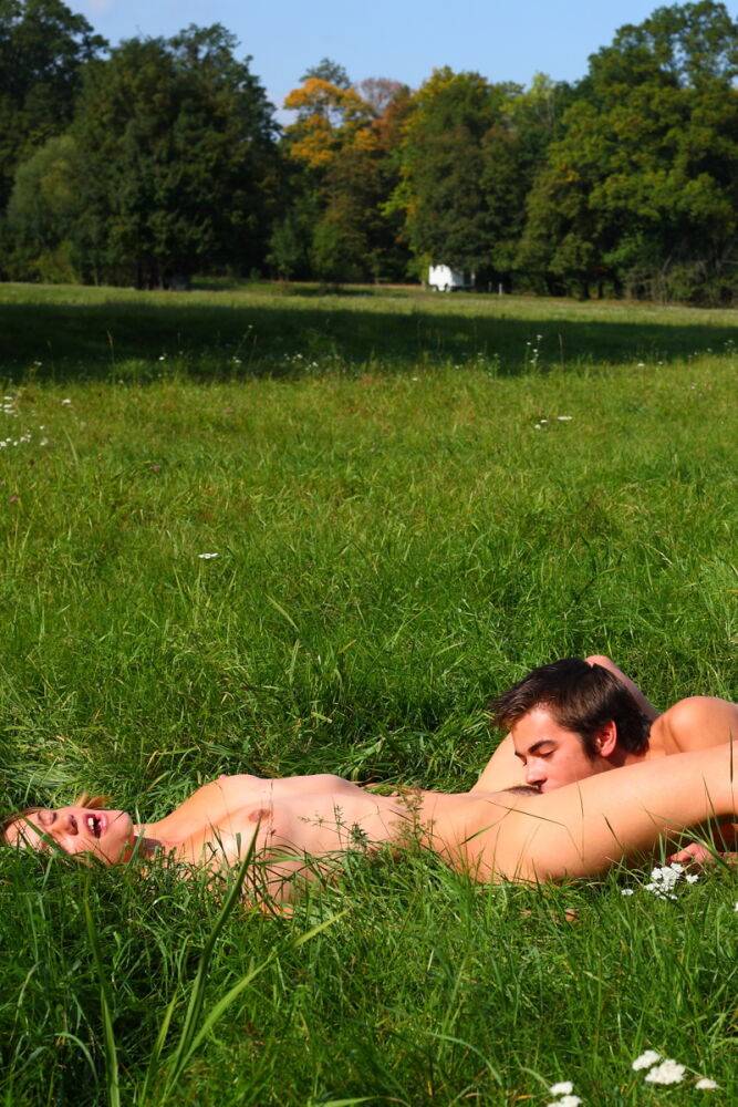 The soft green grass is the bed for these horny teens today They use it like a - #12