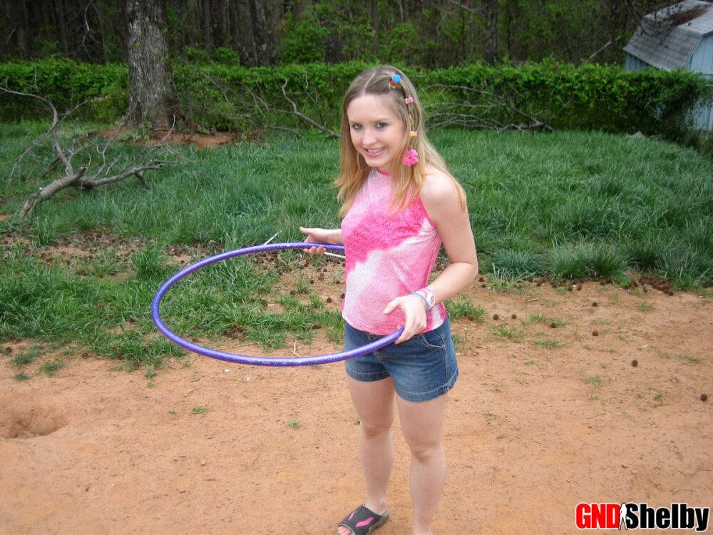 Petite teen Shelby plays around with a hoola hoop - #6