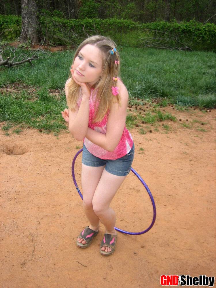 Petite teen Shelby plays around with a hoola hoop - #11