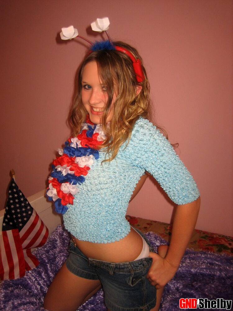 Horny petite teen GND Shelby wishes everyone a happy 4th of July - #11