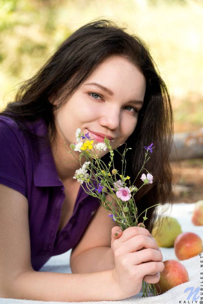 Even when Kaliy is outside, nothing can stop her from masturbating A picnic - #4