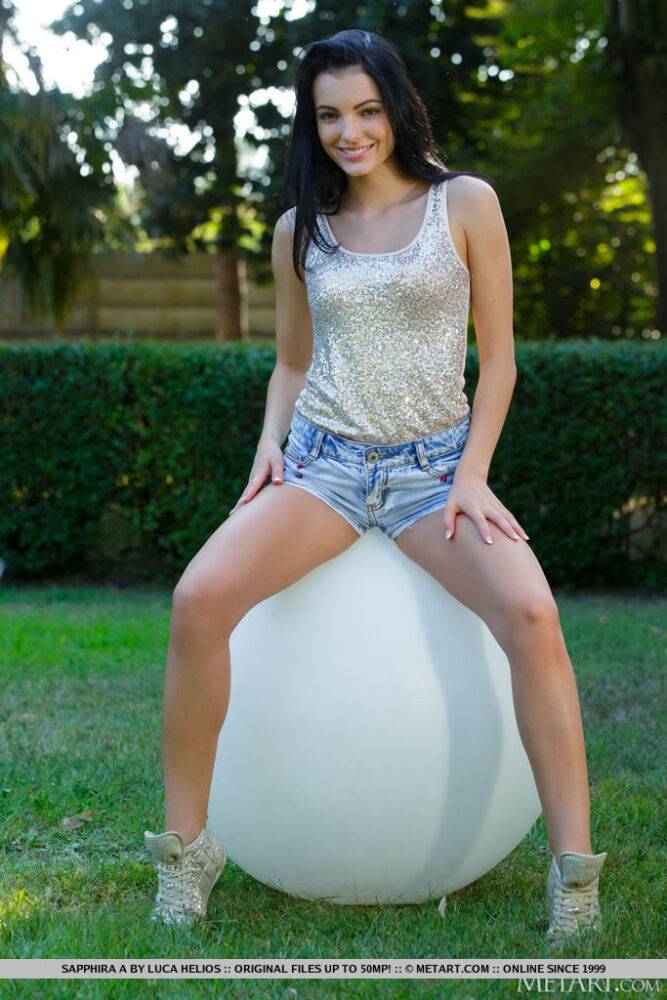 Sapphira A is out on the lawn with a huge white exercise ball and decides to - #16