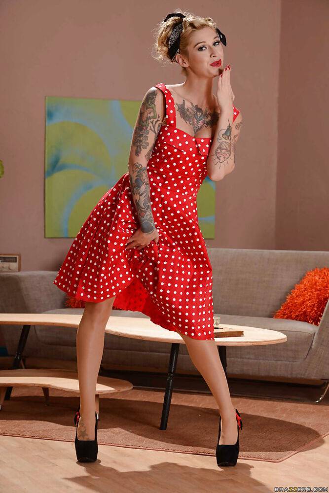 Blonde babe Kleio Valentien removes summer dress to expose tattoos - #6