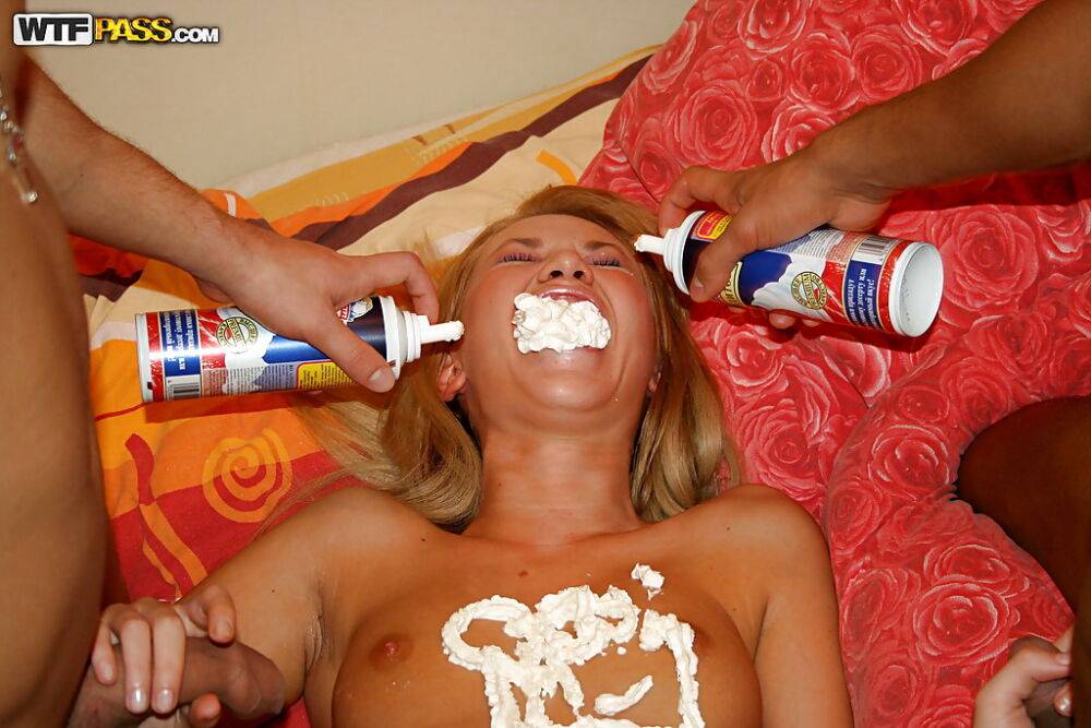 Promiscuous teenage hotties enjoy a wild groupsex at the birthday party - #12