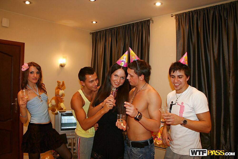 Promiscuous teenage hotties enjoy a wild groupsex at the birthday party - #4