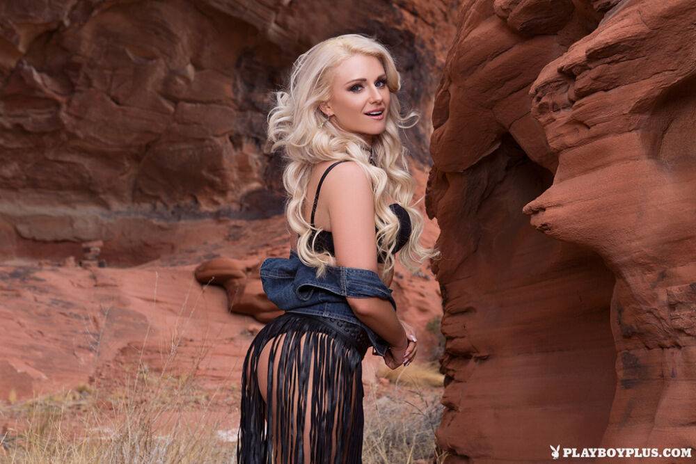 Hot blonde model Veronika Skylee strips naked for centerfold shoot in the wild - #14