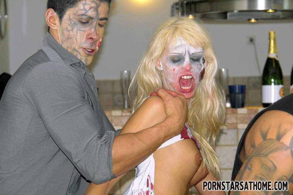 Jizz starving pornstars enjoy a wild sex orgy at the Halloween cosplay party - #16