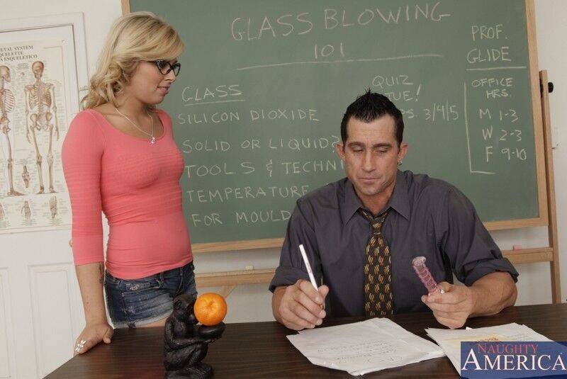 Teacher finds blonde babes dildo and she uses it and makes him fuck her - #12