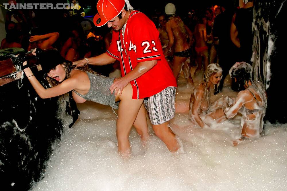 Liberated chicks going wild at the drunk foam party in the night club - #6