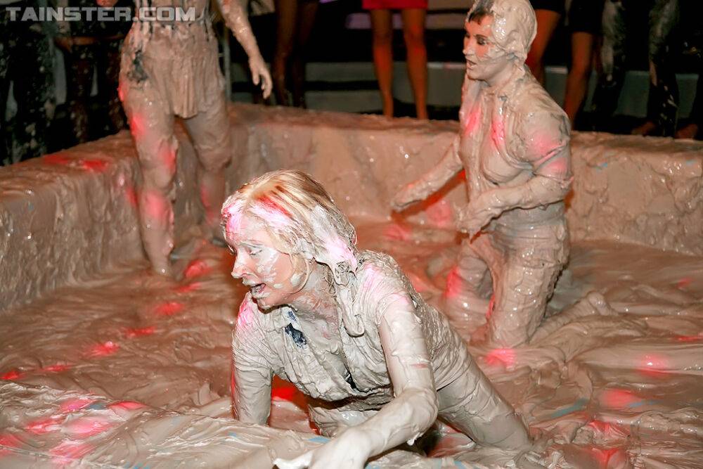 Fully clothed european fashionistas are into wild mud catfight - #9