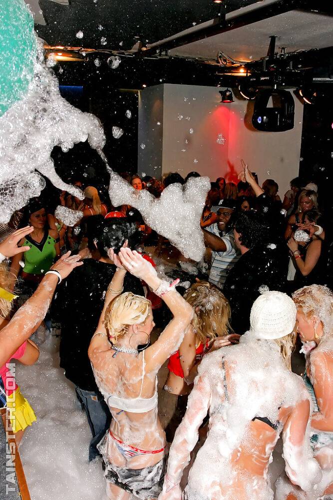 Filthy MILFs have some lesbian and blowjob fun at the wild foam party - #7