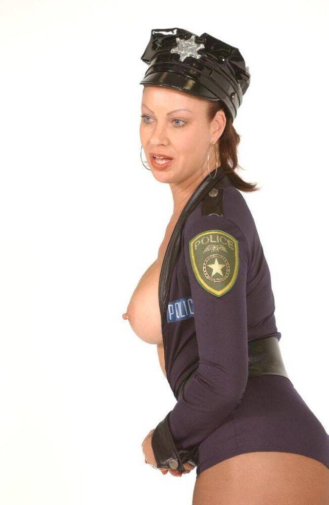 Playful MILF Vanessa Videl wears her slutty police uniform and shows off her - #9